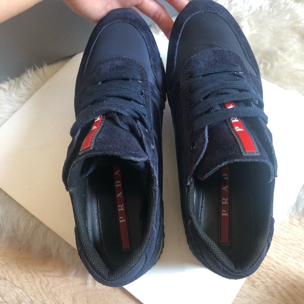 Authentic Prada Navy Suede Runners Sneakers Shoes - Picture 7 of 8